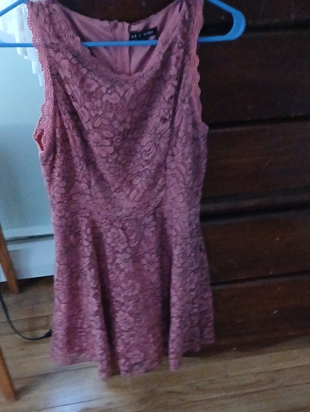 As U Wish Dusty Rose Lace Fit-and-Flare Mini Dress